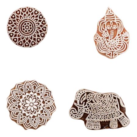 Set of 4 Piece New Mix Wooden Printing Block